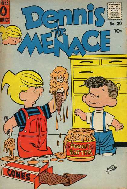 Dennis the Menace 30 - Approved By Comics Code - Ones Comics - Peanut Butter - Cones - Yellow Drawer