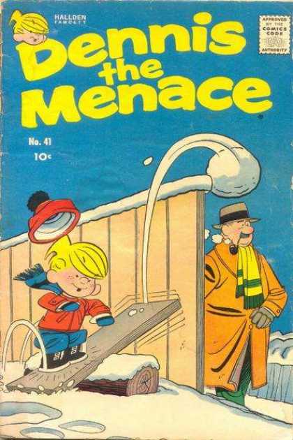 Dennis the Menace 41 - Mr Wilson - Snowball - Pipe - Scarf - Fence