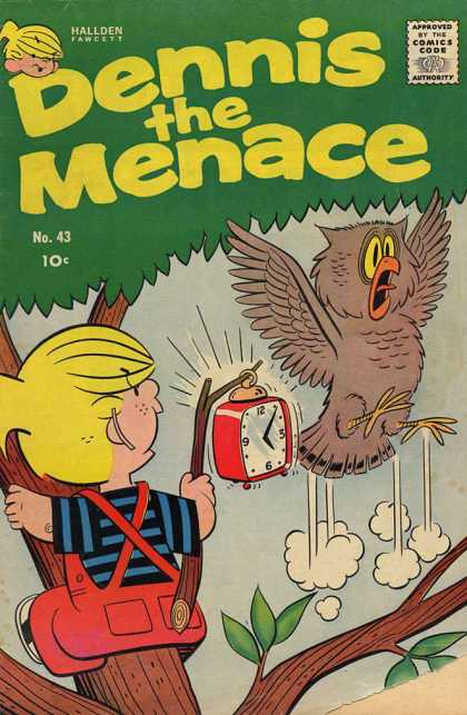 Dennis the Menace 43 - Owl - Alarm Clock - Scared - Tree - Blonde Boy
