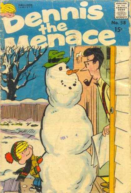 Dennis the Menace 58 - Snow - Snowman - Front Yard - Door - Pipe