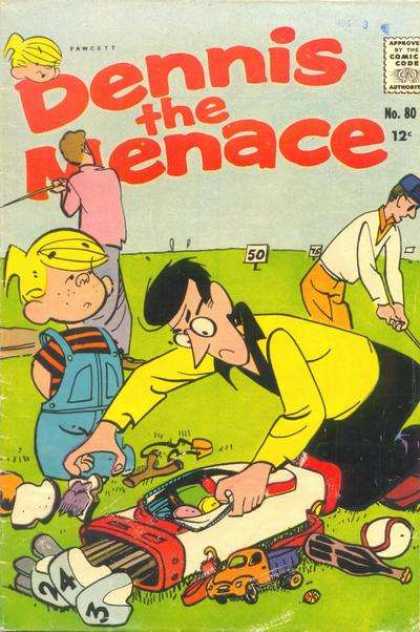 Dennis the Menace 80 - Boy - Approved By The Comics Code - Fawcett - Grass - Toy