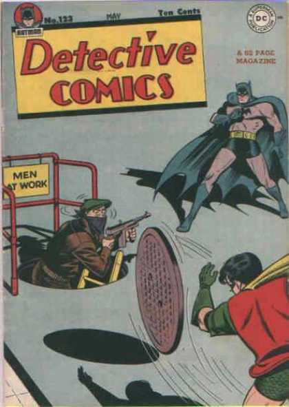 Detective Comics 123 - Men At Work - Manhole - Batman And Robin - Gun - Balaclava