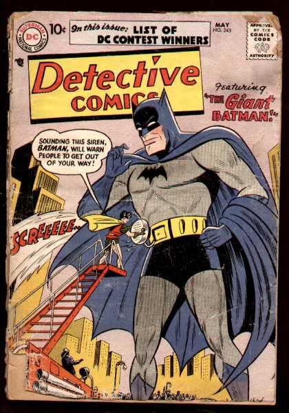 Detective Comics 243 - The Giant Batman - Too Big - Sounding The Siren - Big - The Little Robin - Sheldon Moldoff