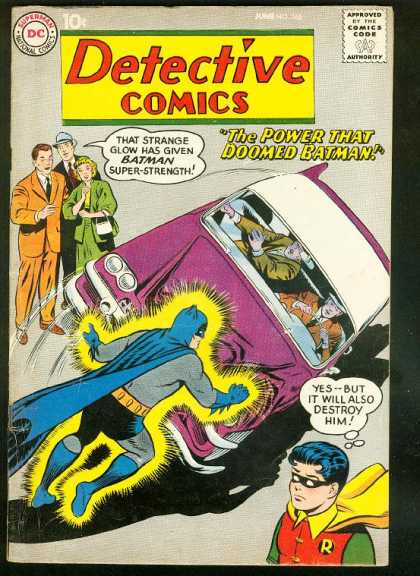 Detective Comics 268 - Car - Batman - Robin - The Power That Boomed Batman - That Strange Glow Has Given Batman Super Strength - Curt Swan