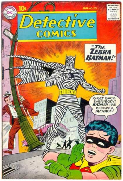Detective Comics 275 - Zebra Batman - Robin - Menace - Wrecked Street Light - Frightened People - Sheldon Moldoff