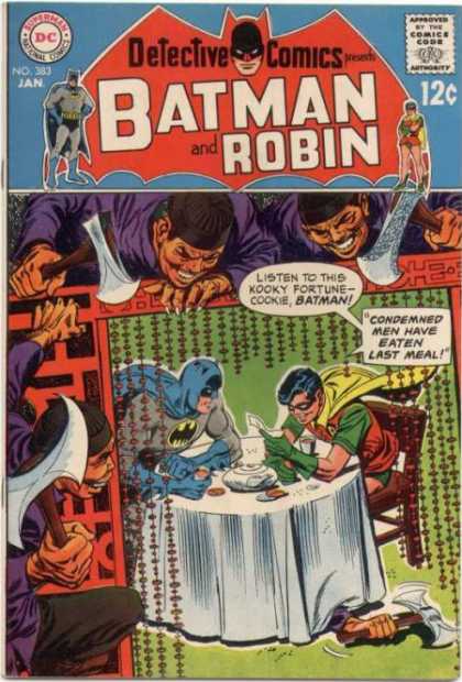Detective Comics 383 - Batman And Robin - Kooky Fortune Cookie - Condemned Men Have Eaten Last Meal - Chinese Restaurant - Axes