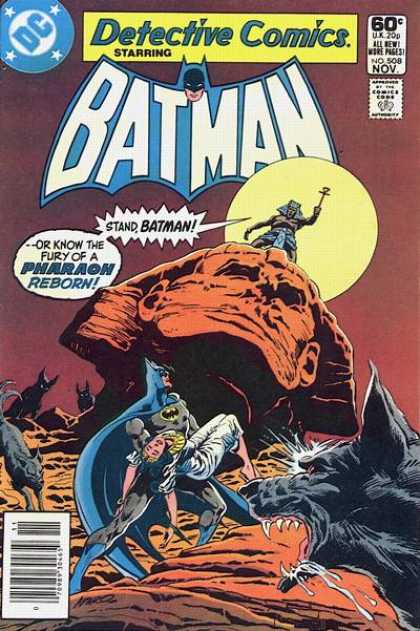 Detective Comics 508 - Lion Head - Yellow Moon - Man On Statue - Batman Holding Girl - Dogs - Jim Aparo