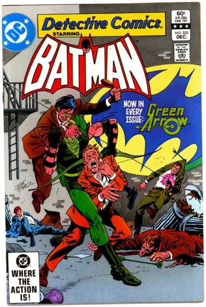 Detective Comics 521 - Batman - Green Arrow - Dc Comics - Green Arrow Fights - Villains Getting It From Green Arrow - Jim Aparo