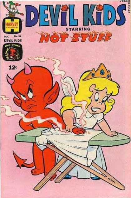Devil Kids 34 - Little Devil - Burning - Fairy Costume - Ironing Board - Hot Hands