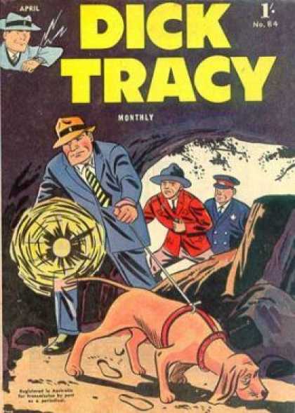 Dick Tracy 84 - Cave - Flashlight - Dog - Police - Search