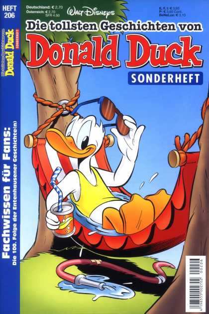 Die Tollsten Geschichten von Donald Duck 206 - Donald Duck - Hammock - Sunglasses - Water Hose - Canned Drink With A Straw
