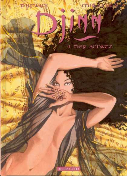 Djinn 4 - Naked Girl - Satin - Flowing Hair - Bed Sheet - Eyes