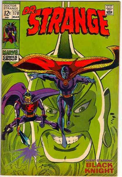 Black Knight - Large Head - Sword - Masks - Running - Gene Colan Doctor Strange 178 - Black Knight - Large Head - Sword - Masks - Running - Gene Colan