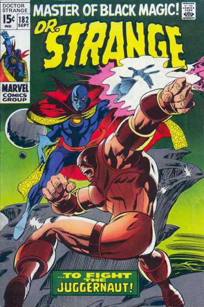 Juggernaut - Master Of Black Magic - Dr Strange - Moons - Cliffs - Gene Colan Doctor Strange 182 - Juggernaut - Master Of Black Magic - Dr Strange - Moons - Cliffs - Gene Colan