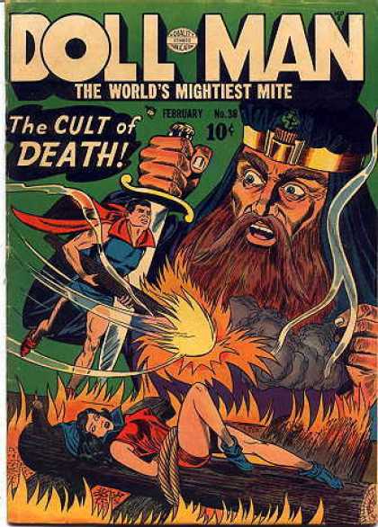 Doll Man 38 - Cult Of Death - February - 10 Cents - Sword - Worlds Mightiest Mite