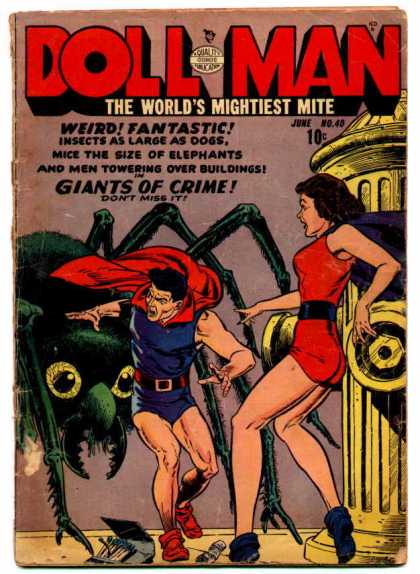 Doll Man 40 - Short Shorts - Giant Spider - Giant Fire Hydrant - Red Cape - Running Away From A Spider