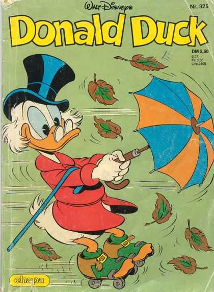 Donald Duck (German) 128 - Wind - Umbrella - Leaves - Hat - Happy