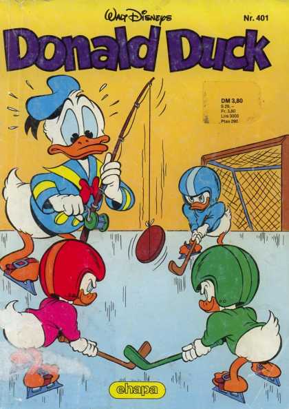 Donald Duck (German) 161 - Walt Disneys - Fishing Pole - Hockey Put - Helmets - Ice Skates