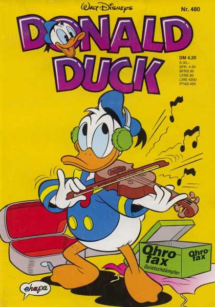 Donald Duck (German) 220 - Walt Disney - Violin - Musical Instrument - Green Earmuffs - Music