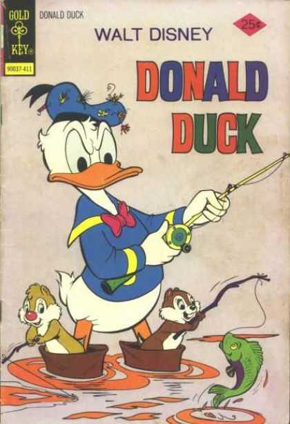 Donald Duck 160 - Chip And Dale - Fishing - Green Fish - Blue Shirt - Orange Bill
