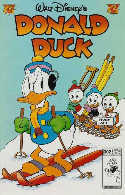 Donald Duck 302 - Skiing - Huey Duey U0026 Luey - First Aid Kit - Stretcher - Crutches