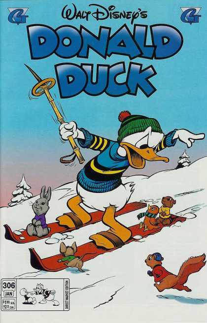 Donald Duck 306 - Slope - Ski - Snow - Rabbit - Bird