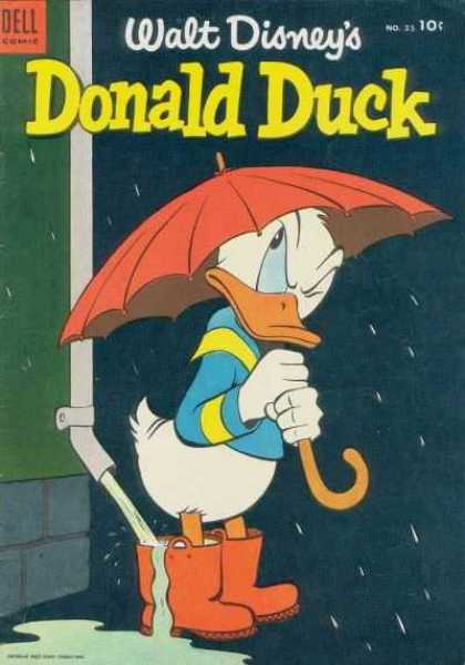 Donald Duck 35 - Rain - Umbrella - Annoyed - Gutter - Water In Boots
