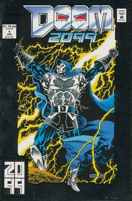 Doom 2099 1 - Lightning - Victor Von Doom - Blue Cape - Electricity - Marvel