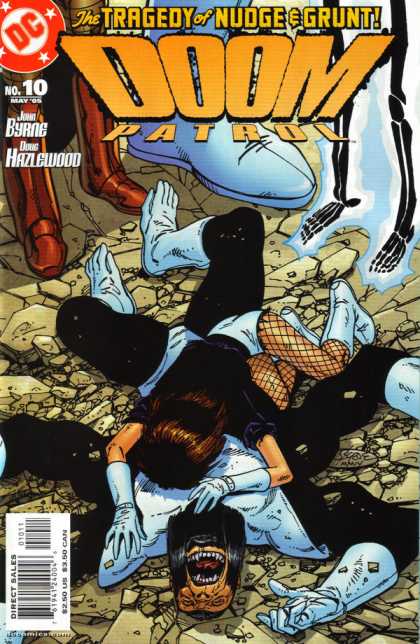 Dc Comics - The Tragedy Of Nudge U0026 Grunt - Skeleton - Fishnet Stockings - White Gloves - Erik Larsen, John Byrne Doom Patrol 10 - Dc Comics - The Tragedy Of Nudge U0026 Grunt - Skeleton - Fishnet Stockings - White Gloves - Erik Larsen, John Byrne