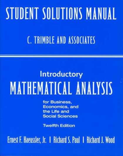 Economics Books - Student's Solutions Manual for Introductory Mathematical Analysis for Business,
