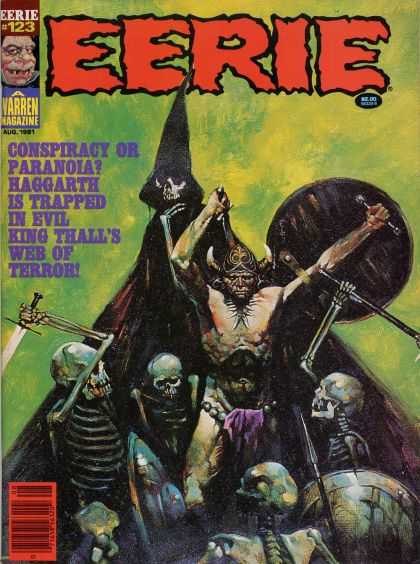 Eerie 123 - Varren Magazine - Skeletons - Swords - Shield - Battle