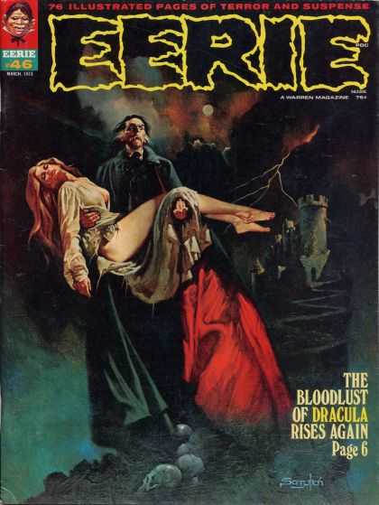 Eerie 46 - 76 Illustrated Pages Of Terror And Suspense - Magazine - Moon - Sky - The Bloodlust Of Dragulla Rises Again