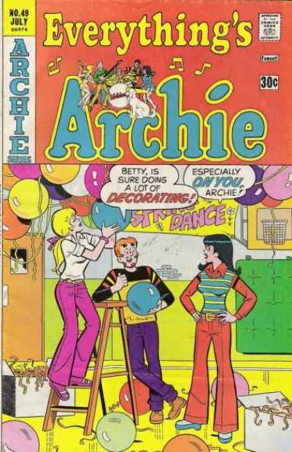 Everything's Archie 49 - Balloons - Decorating - Ladder - Rock Band Inset - White Dog