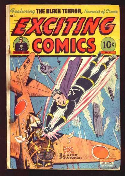 Exciting Comics 41 - Black Terror - Plane - Domino Mask - Crash - Excitement