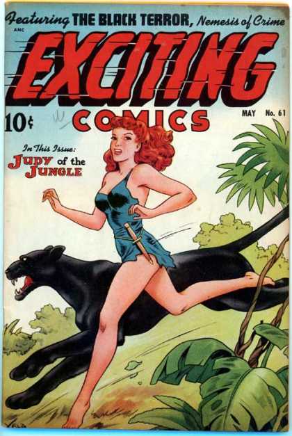 Panther - Red Hair - Jungle - Vein - Running Exciting Comics 61 - Panther - Red Hair - Jungle - Vein - Running