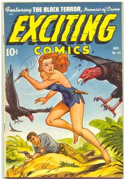 Black Terror - Golden Age - Vultures - Jungle Girl - Gun Exciting Comics 64 - Black Terror - Golden Age - Vultures - Jungle Girl - Gun