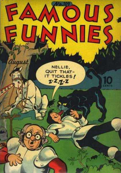 Famous Funnies 109 - White Horse - Black Cat - Suit Of Armor - Tree - Eye Glasses