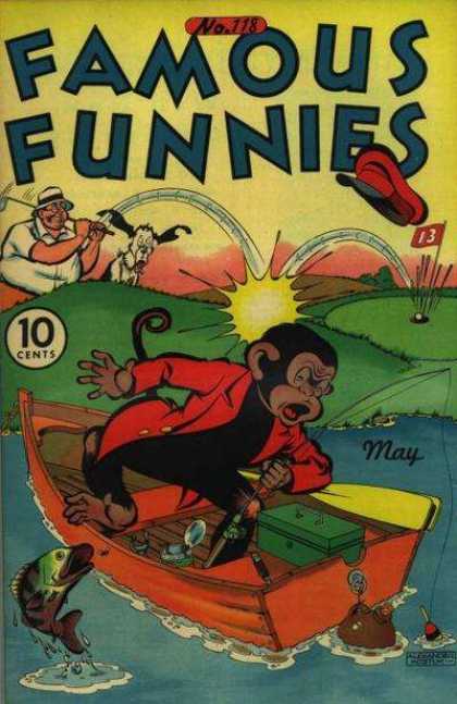 Famous Funnies 118 - Monkey - Dog - Golf - Hit On Head - Boat