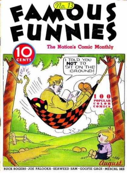 Famous Funnies 13 - No 13 - Nations Comic Monthly - 10 Cents - 100 Popular Color Comics - August