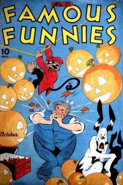 Famous Funnies 135 - Jack O Lanterns - Monkey - Man - Glasses - Dog