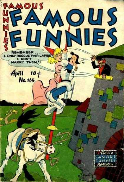 Famous Funnies 165 - April No 165 - Princess And Prince - Horse - Castle - Sword
