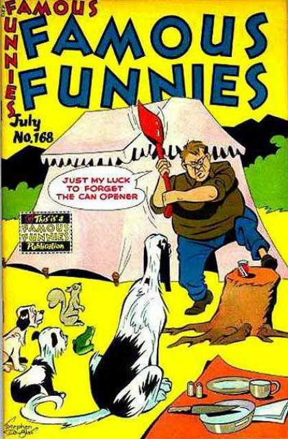 Famous Funnies 168 - Shovel - Tent - Can - Enjoying The Outdoors - Tree Stump