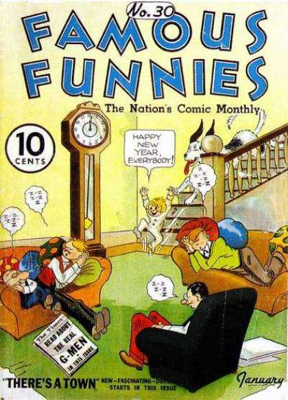 Famous Funnies 30 - 10 Cents - Clock - Sofa - Dog - Stairs