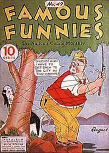 Famous Funnies 49 - Cartoons - Man - Dog - Tree - River