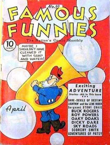 Famous Funnies 69 - The Nations Comic Monthly - Tuba - Bubbles - Dare-devils Of Destiny - Lightnin And The Lone Rider