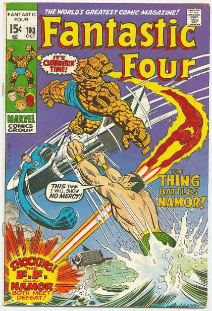 Fantastic Four 103 - Namor - Thing - Clobbering Time - Defeat - Water