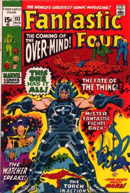 Fantastic Four 113 - Marvel - Overminds Coming - Things Fate - The Watcher - The Torch - John Buscema