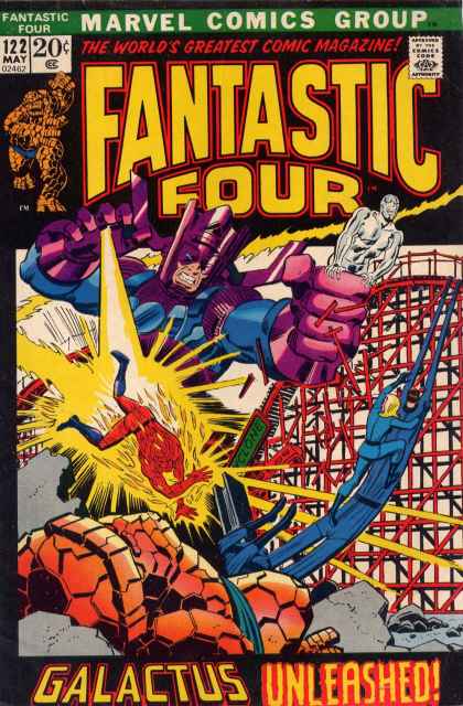 Fantastic Four 122 - Silver Surfer - Galacticus - The Thing - Rollercoaster - The Human Torch - John Buscema