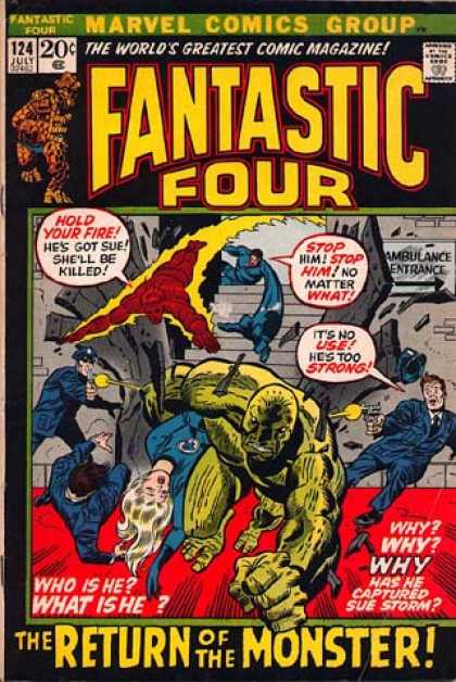 Fantastic Four 124 - Human Torch - Fantastic Four - Sue Storm - The Monster - The Thing - Joe Sinnott, John Buscema