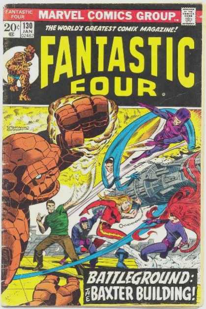Fantastic Four 130 - Rock Man - Gun - Battleground - Woman - Comic - Jim Steranko, Joe Sinnott